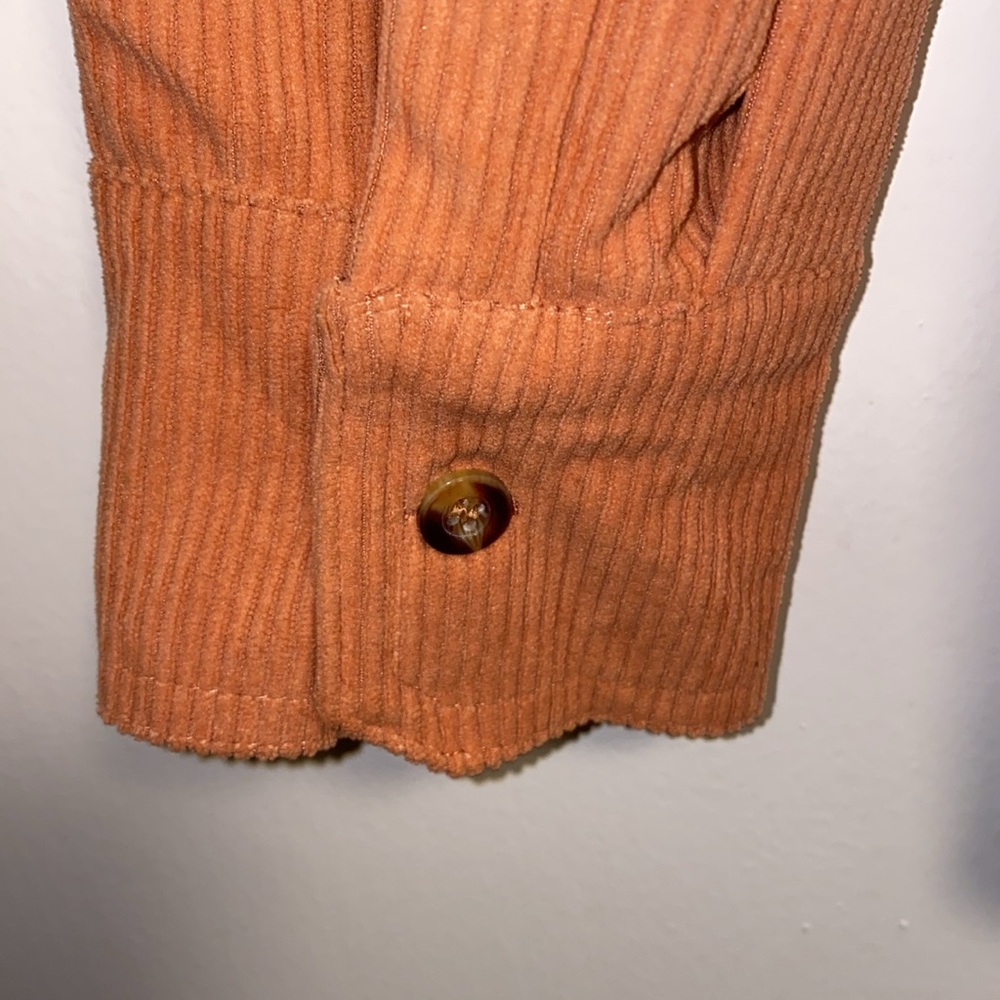 JURANMO Large Orange Corduroy Button Down Shacket Casual Shirt Chest Pocket - Picture 10 of 11
